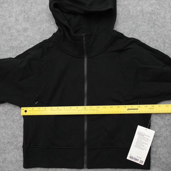 New Lululemon Cotton French Terry Zip Hoodie Black Womens Size 6 - Picture 7 of 10